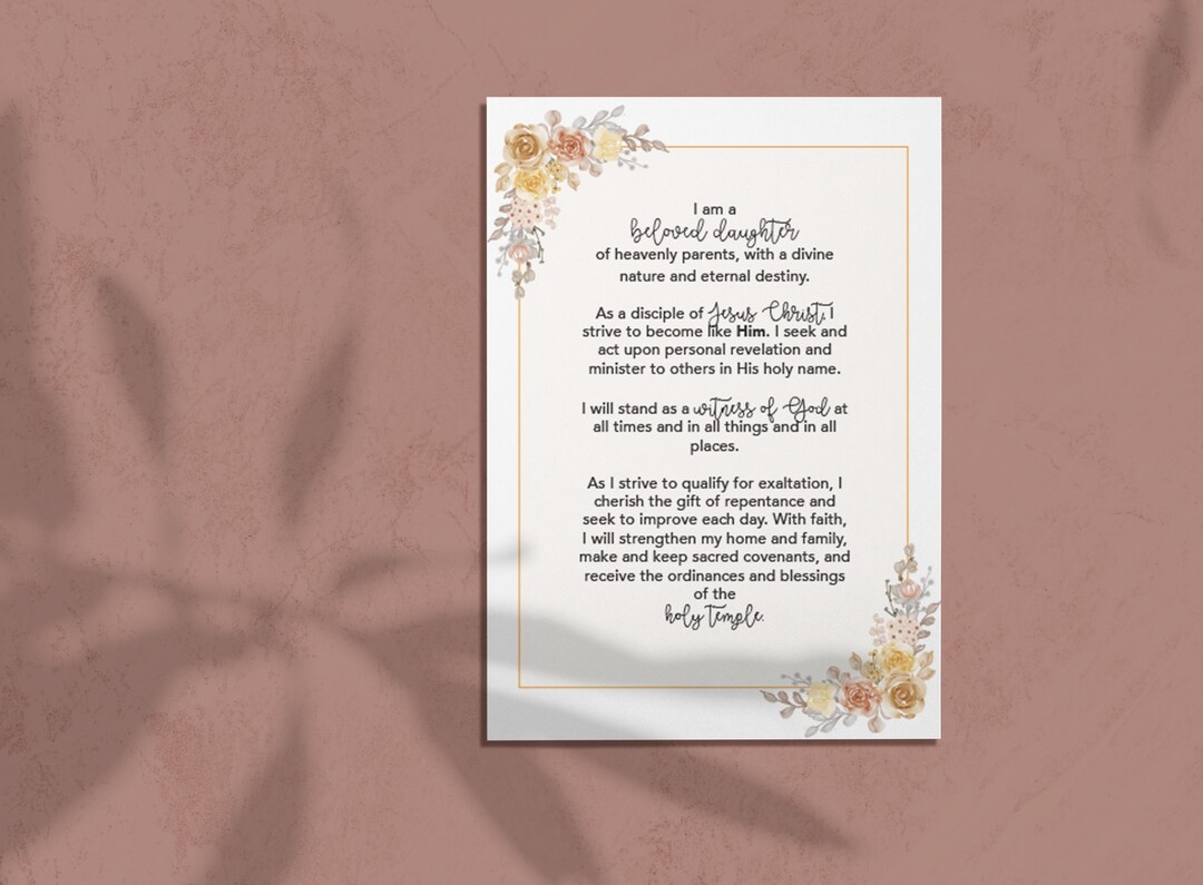 NEW LDS Young Women Theme Printable Instant Download 5x7 and 4x6 Sizes ...