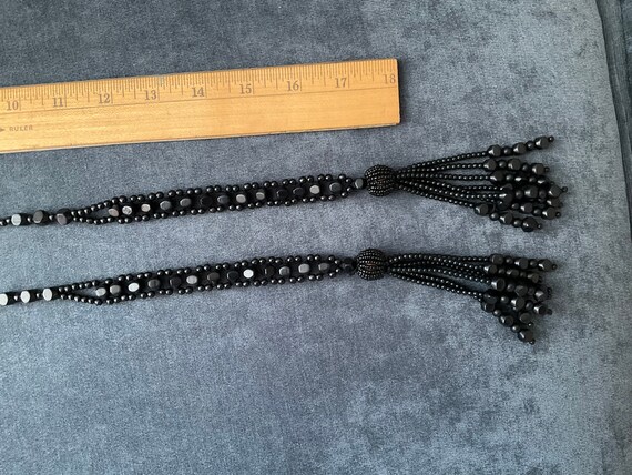 Vintage black beaded necklace - image 2