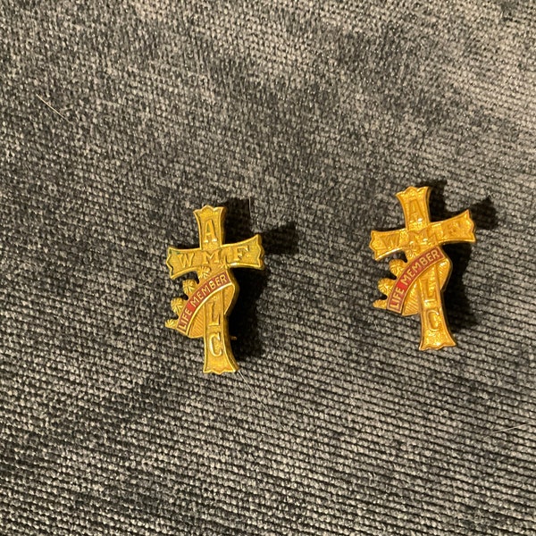 Vintage Lutheran AMLC WMF life member pins (2)