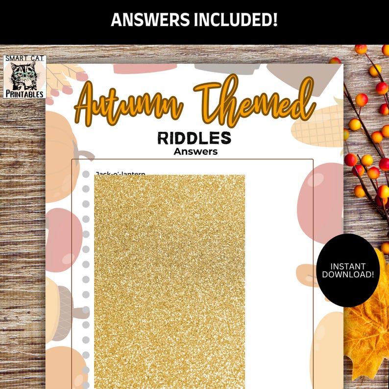 Fun Thanksgiving Riddles Game Printable, Fall Party Activity ...