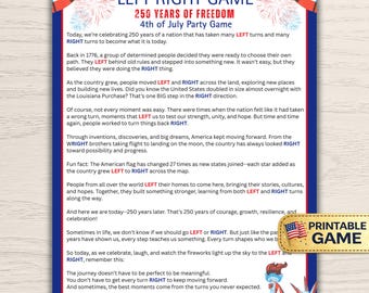 2026 4th of July Left Right Game Printable, America 250 Years Party Game, Independence Day Game, July 4th Group Game, Instant Download PDF