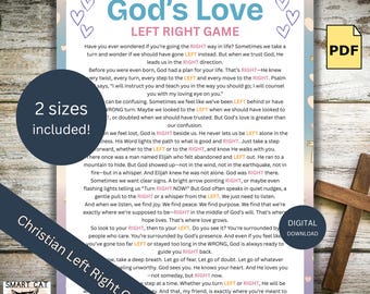 Fun God’s Love Left Right Bible Game, Christian Gift Passing Game, Printable PDF, Youth Group, Sunday School, Women’s Ministry Icebreaker