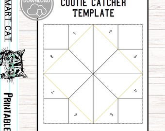 Blank cootie catcher template, Printable cootie catcher, Printable joke teller, Kid's Road Trip Game Cootie catcher kid game, fortune teller