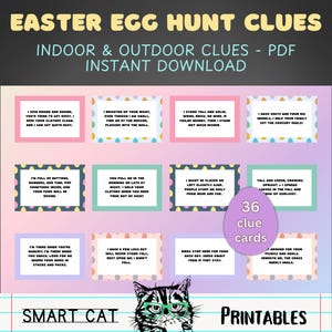 Easter Scavenger Hunt For Kids, PDF Printable Indoor Outdoor Easter Game, Treasure Hunt Clues, Kids Easter Activities, Easter Egg Hunt Cards