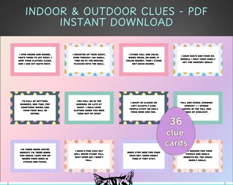 Easter Scavenger Hunt For Kids, PDF Printable Indoor Outdoor Easter Game, Treasure Hunt Clues, Kids Easter Activities, Easter Egg Hunt Cards