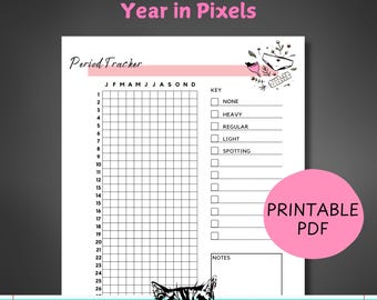 Printable Period Tracker PDF, Menstrual Cycle Bullet journal, Shark week tracker digital download, Fertility tracker Bullet journal, Gift