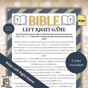 Fun Bible Left Right Game for Church Printable, Sunday School Bible Study PDF, Gift Exchange Christian Group Activity, Pass the Present Game