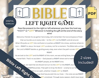 Fun Bible Left Right Game for Church Printable, Sunday School Bible Study PDF, Gift Exchange Christian Group Activity, Pass the Present Game