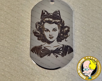 Limited Edition Retro Pin up Girl Stainless Steel Tags Charms Vintage
