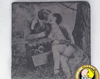Vintage Slate Coasters Set – Romantic Art Photography, Jacques Biederer