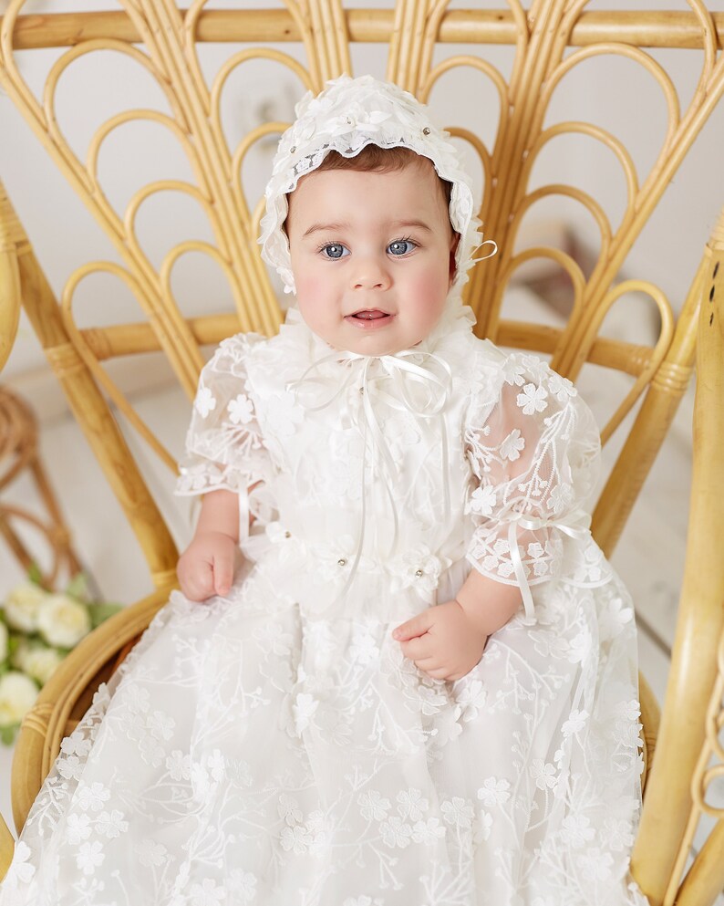 Girl Baptism Dress Christening Gown Girl Lace Baptism Dress Girl Handmade Baptism Dress Lace