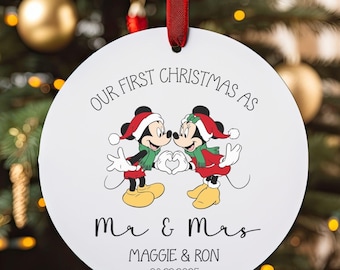 Personalized Mr & Mrs Acrylic Ornament – Disney Mickey Christmas