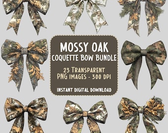 Mossy Oak Camo Bow PNG Bundle – Coquette Hunting Clipart (Digital Download)
