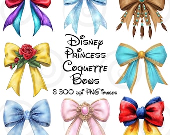 Disney Princess Inspired Coquette Bows Clipart Bundle- Digital Download - Disney Shirt - Disney Trip - Cute Coquette Bows - Disney Bows -PNG