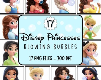 Disney Princess Blowing Bubbles PNG Clipart – 17 Image Bundle (Digital Download)