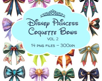 Disney Princess Inspired Coquette Bows Clipart Bundle- Digital Download - Disney Shirt - Disney Trip - Cute Coquette Bows - Disney Bows -PNG