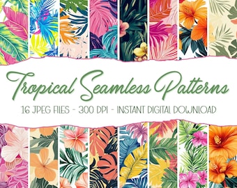 Tropical Floral Seamless Pattern – Vibrant Digital Paper (Digital Download)