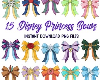 Disney Princess Bows Clipart – Coquette Style (Digital Download)