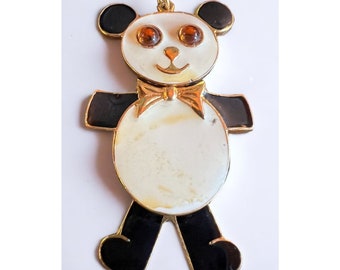 Vintage Art Panda Bear Pendant Charm Dangle Moving Dancing