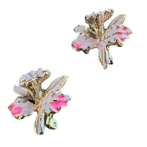 Pair of Vintage Thistle Flower Scottish Enamel Lapel Pin