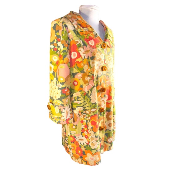 Ivy Jane Retro 70s Vibe Coat Floral Design Women … - image 3