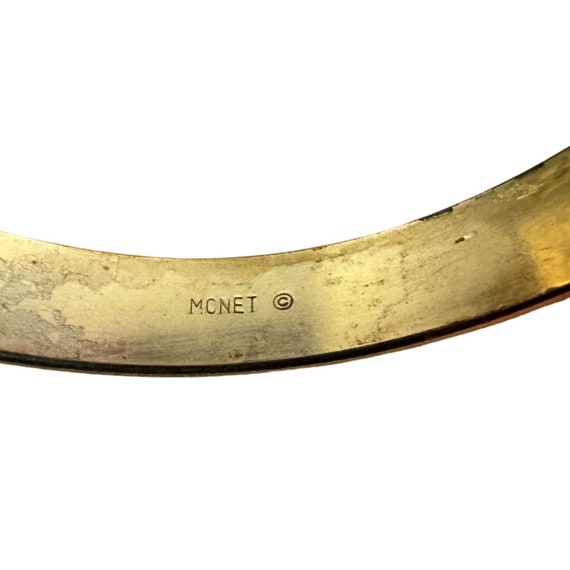 Monet Bangle Cuff Bracelet Gold Tone Mid Century … - image 4