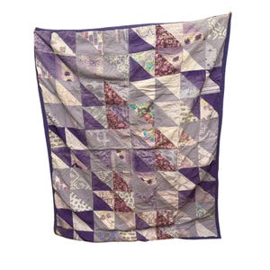 Vintage Purple Handmade Baby Quilt With Cute Character Applique