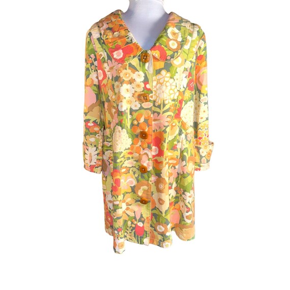 Ivy Jane Retro 70s Vibe Coat Floral Design Women … - image 1