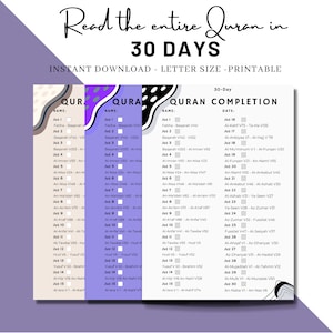 30 Day Planner to read the Quran | Digital Khatam for Students | Quran Recitation, Review and Memorization