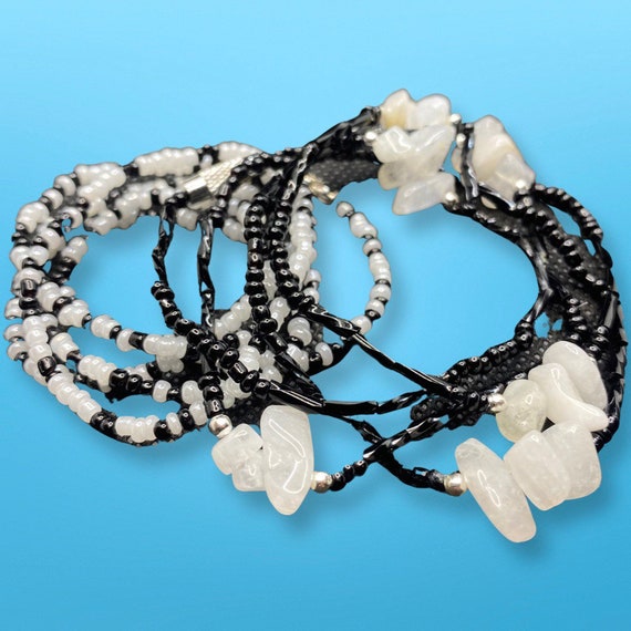 Handmade 2x White Black Beads With Natural Healing Moonstone Crystal Stones Waist Beads Belly Chain Waist Bead Waistbeads Etsy