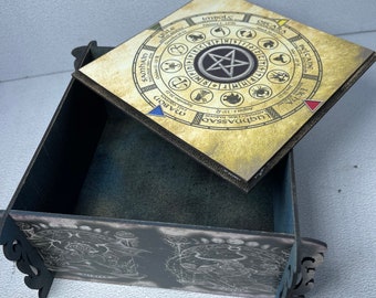 Scatola Zodiaco , Zodiac Box , Porta tarocchi , Ruota dell’anno , Calendario pagano , Porta pozioni , Tarot box , porta amuleti , Wikka