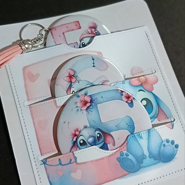 Miroir Lilo & Stitch, broche Stitch, porte-clés Stitch lettres de l'alphabet.