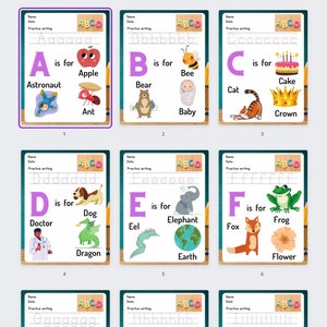 Alphabet and Writing Pre-K Worksheet Instant Download Printable