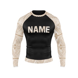 Customized Polynesian Men Rash Guard With Custom Name - Polynesian Design Rash Guard - Size XS - 4XL - Personalized Gift For Him