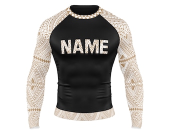 Customized Polynesian Men Rash Guard With Custom Name - Polynesian Design Rash Guard - Size XS - 4XL - Personalized Gift For Him
