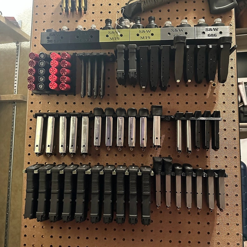 Mount for 1911 9mm/45 Mags Pegboard / IKEA Skadis / Wall Control / Vaultek Magazine Holder Storage Rack image 4