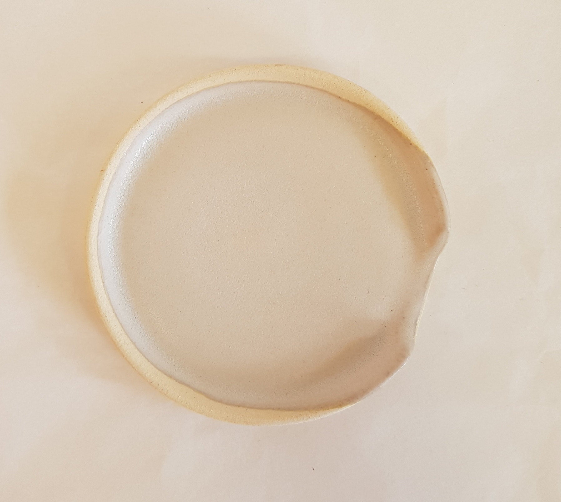 Repose Cuillère Rond Blanc Céramique Artisanale