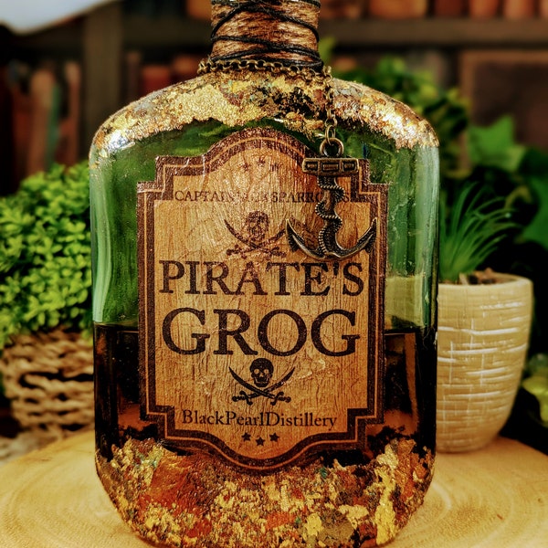 Pirate's Grog. Pirate bottle. Captain Jack. Edwardian bottle. Large. Occult. Roleplay. Cosplay. Photography prop. Display piece