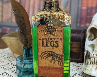 Centipede Potion. Victorian Bottle. Hand Decorated.