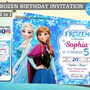 Princess Elsa Birthday Invitation |Frozen Winter Snow Birthday Party Invites Template, Printable, Editable Instant Download -DIGITAL | Canva