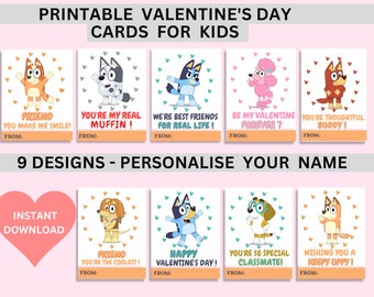 PERSONALIZED Blue Dog Valentines Card| Printable Blue Valentine's day  Blue Dog And Bingo Couple | Keepy Uppy, Happy Blue Dog Valentine Day