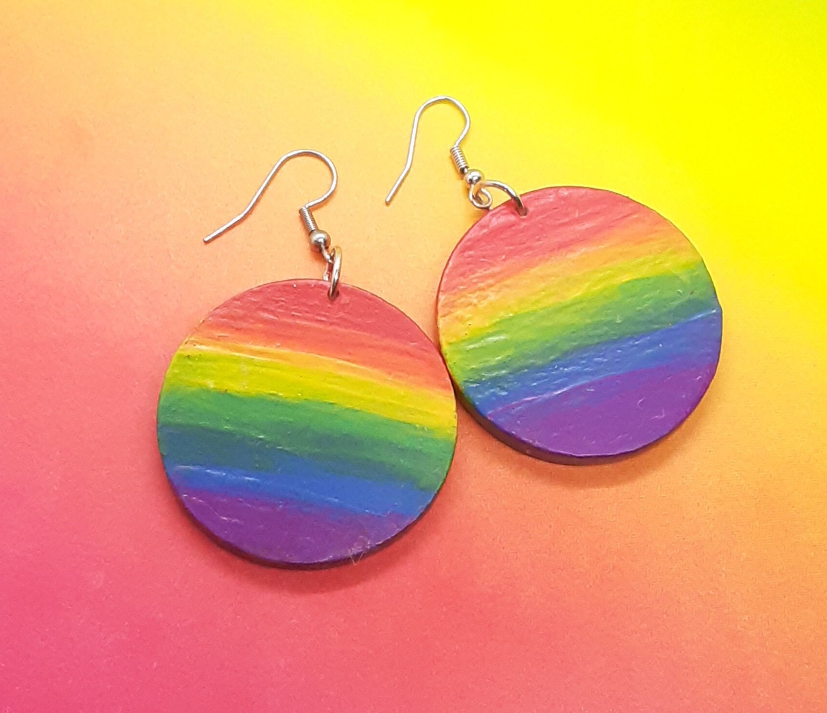 LGBTQ Pride Rainbow Wood Earrings