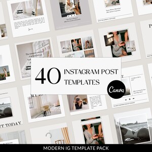 40 plantillas Canva para publicaciones de Instagram minimalistas y limpias. Plantillas de cotizaciones, paneles de estado de ánimo, plantillas de publicaciones en carrusel de Instagram y Facebook para generar participación
