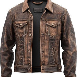 Veste de motard en cuir vintage pour homme
