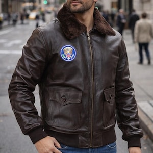 A2 Flight Aviator Leather Jacket Men, Air Force Bomber Jacket, Vintage Military Pilot Jacket, Classic Aviator Bomber Leather Jacket
