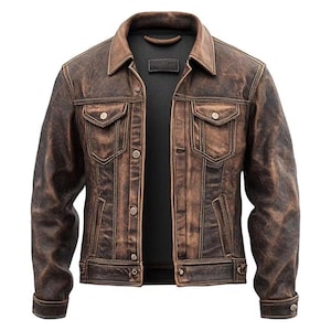 Vintage Trucker leren bikerjack voor heren