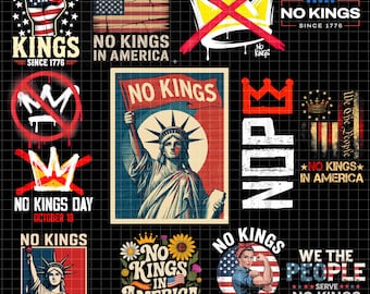 Mega paquete de 20 imágenes PNG "No hay reyes en Estados Unidos", "Proteger la democracia", "Democracia patriótica", "No hay reyes en Estados Unidos", "No es mi presidente", descarga instantánea