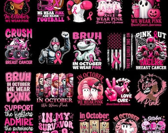 40 Brustkrebs Png, Brustkrebs Png-Bundle, rosa Schleife PNG, Krebsbewusstsein Png, im Oktober tragen wir rosa Png, Kampf gegen Brustkrebs png