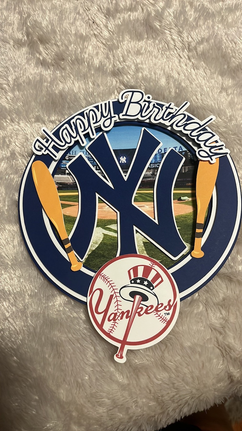 NY Yankees Happy Birthday Cake Topper Etsy UK