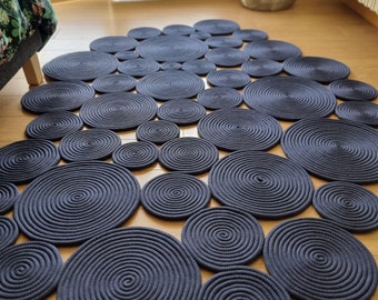 Seilteppich, 165 x 113 cm, moderner Teppich aus Frankreich, dekorativer Teppich, exklusives Design, einzigartiger Seilteppich, Seildesign!